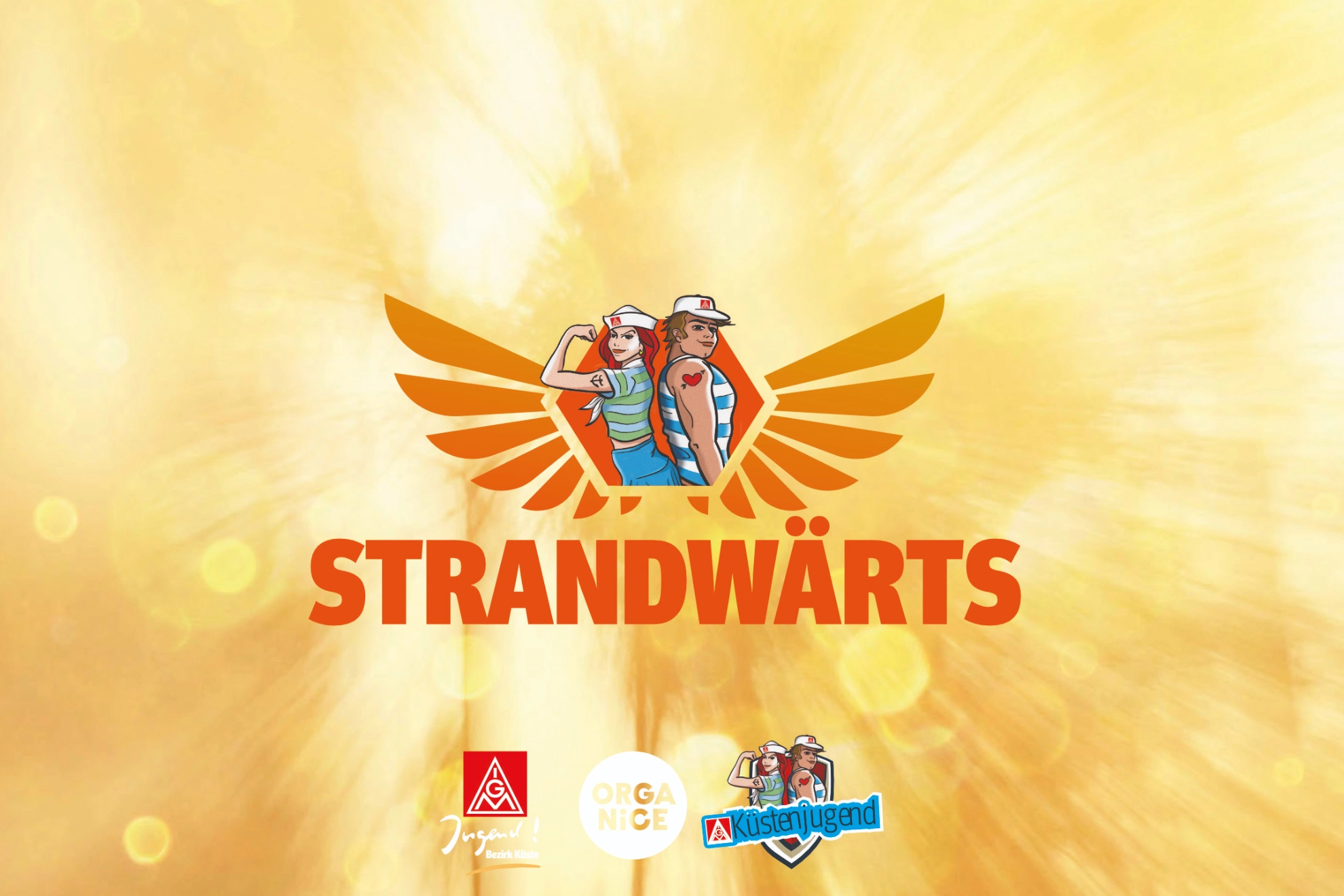 Grafik mit Dem Küsten Jugend Logo und dem Schriftzug Strandwärts